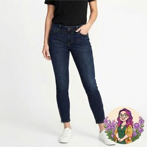 Old Navy Rockstar Dark Wash Skinny Ankle Zipper Jeans Size 8 Women's Denim